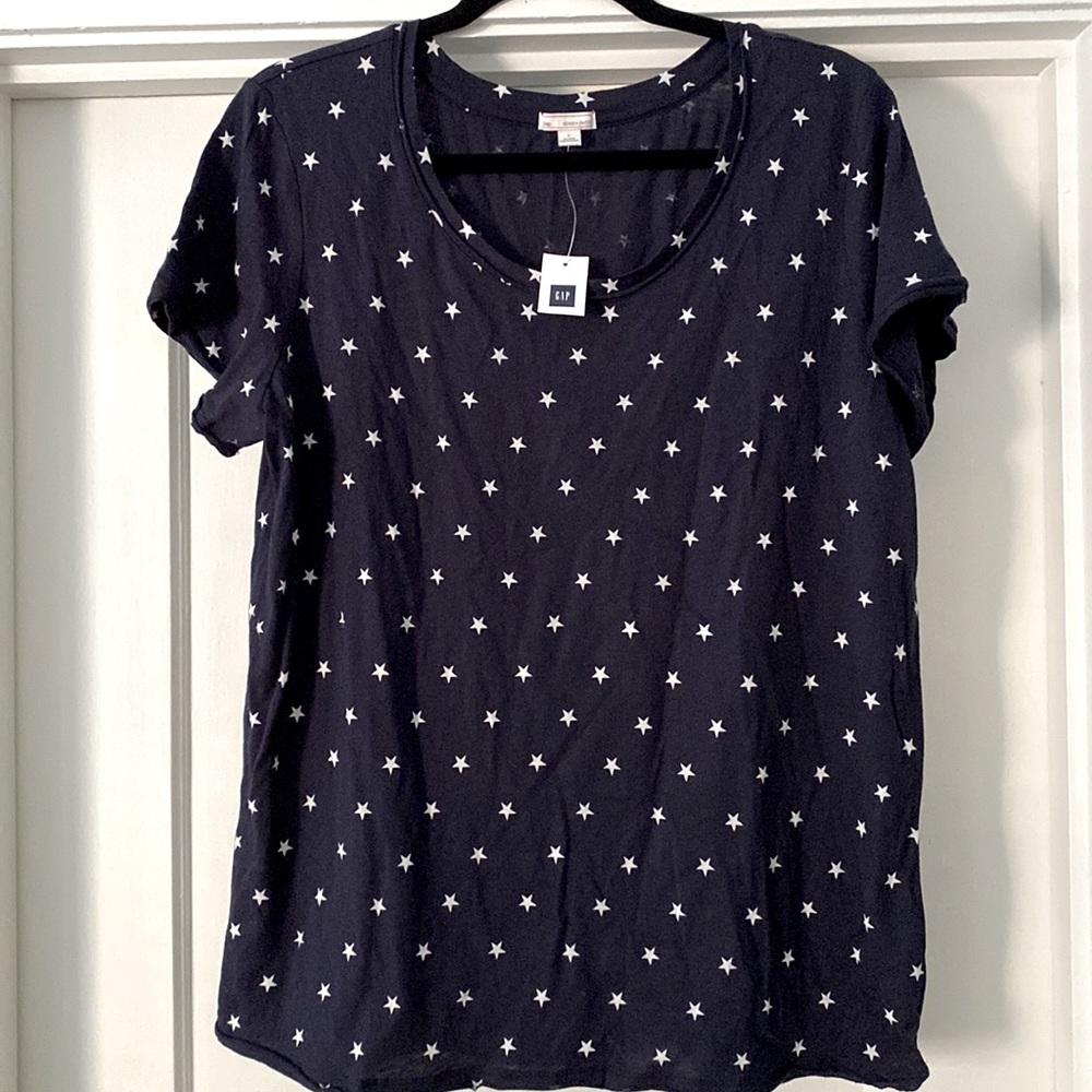 GAP Navy Cotton Stars Pattern Short Sleeve T Shirt Size L NWT
